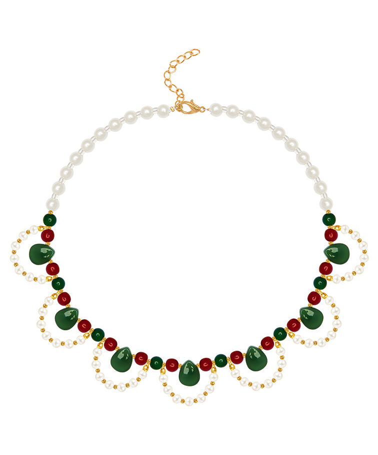 Multicolor Copper Alloy Pearl Beading Pendant Necklace
