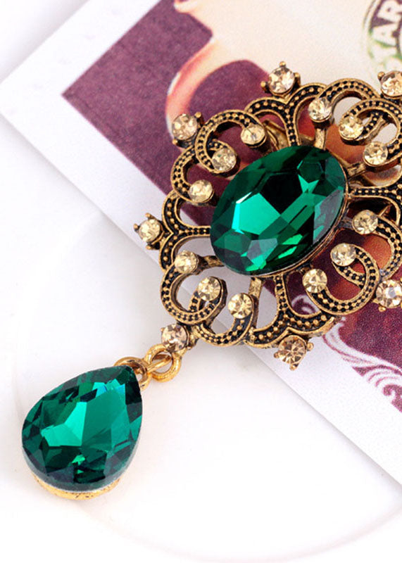Green Alloy Zircon Crystal Brooches