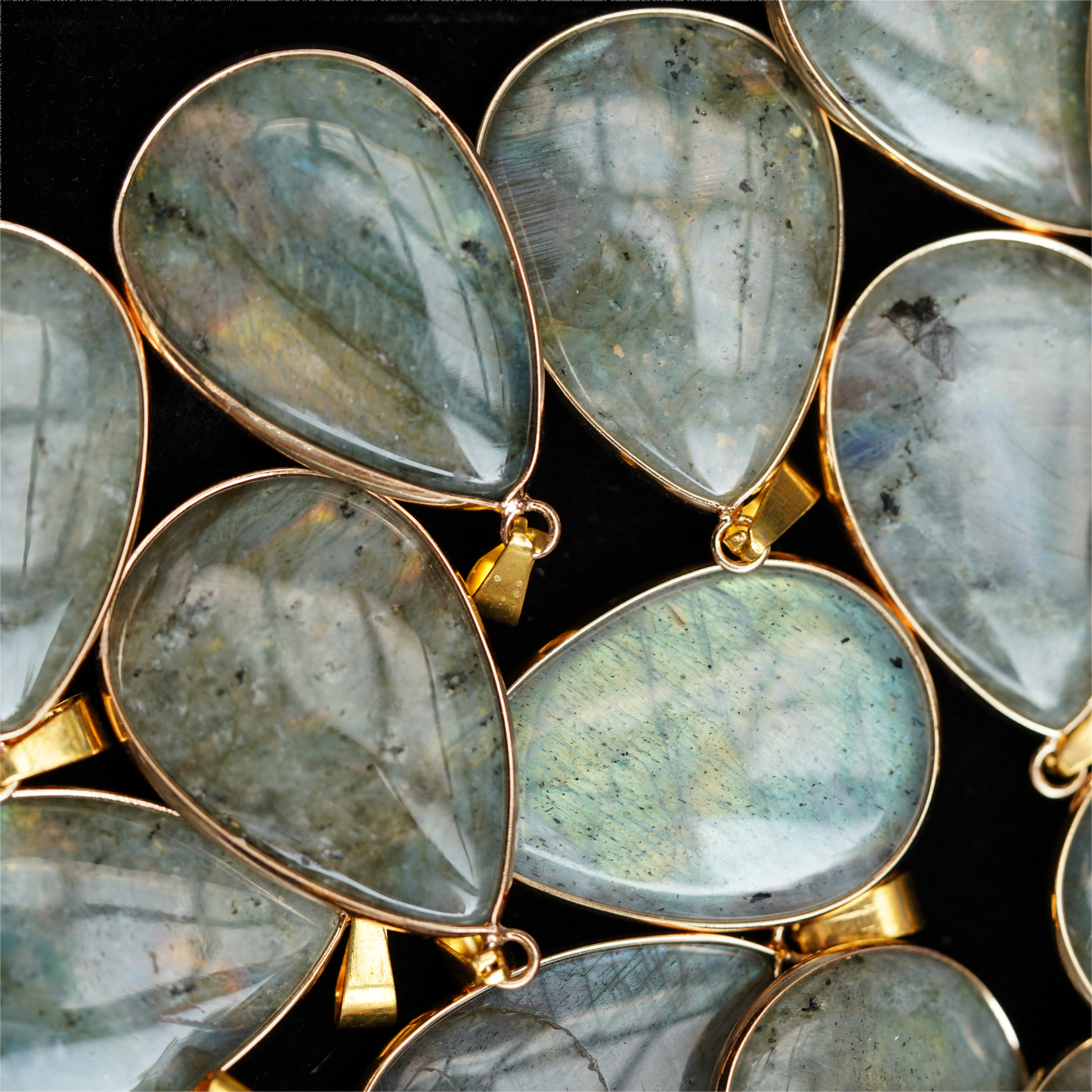 35mm Mixed Crystal Teardrop Pendant With Gold or Silver Trim