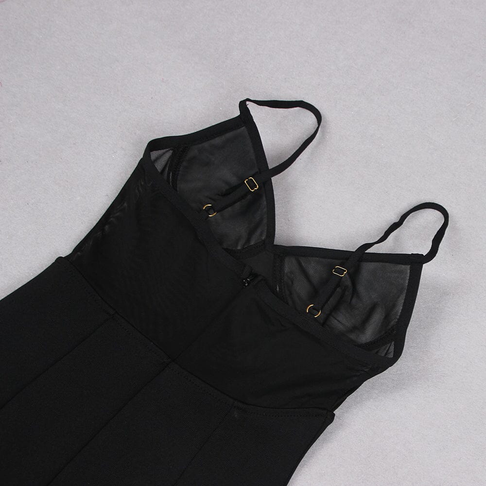 Starfish Embellished Mesh Bodice Maxi Dress in Black