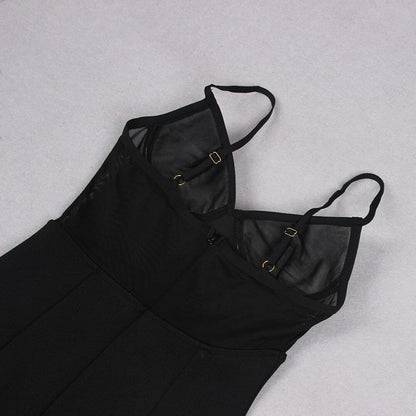 Starfish Embellished Mesh Bodice Maxi Dress in Black