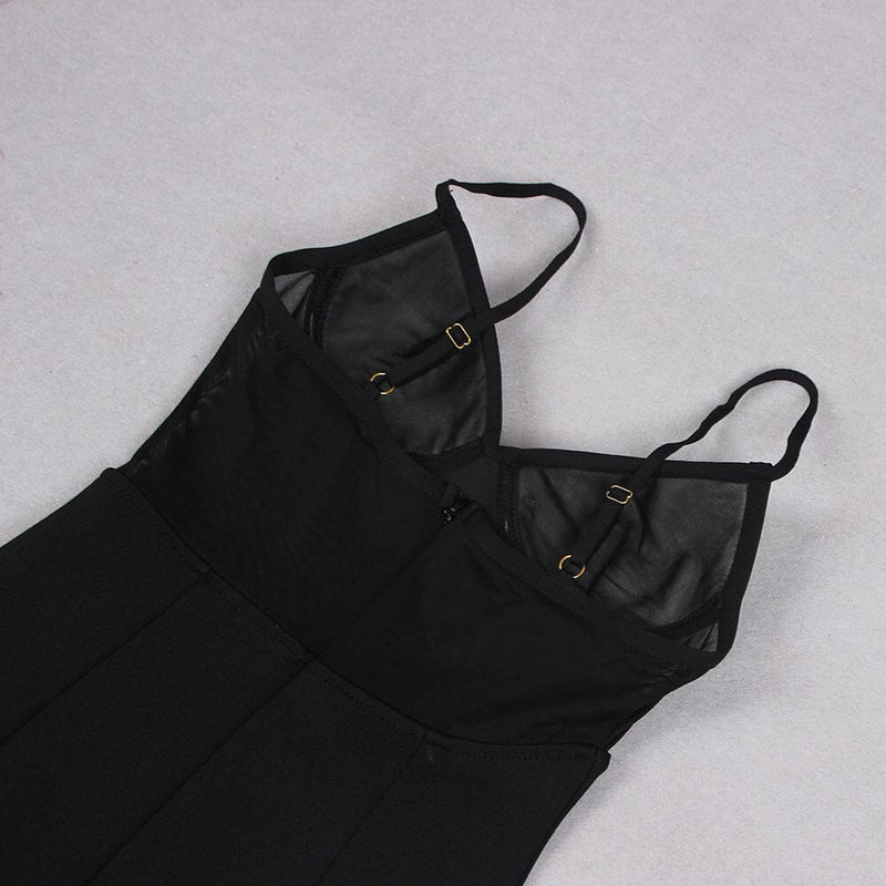 Starfish Embellished Mesh Bodice Maxi Dress in Black