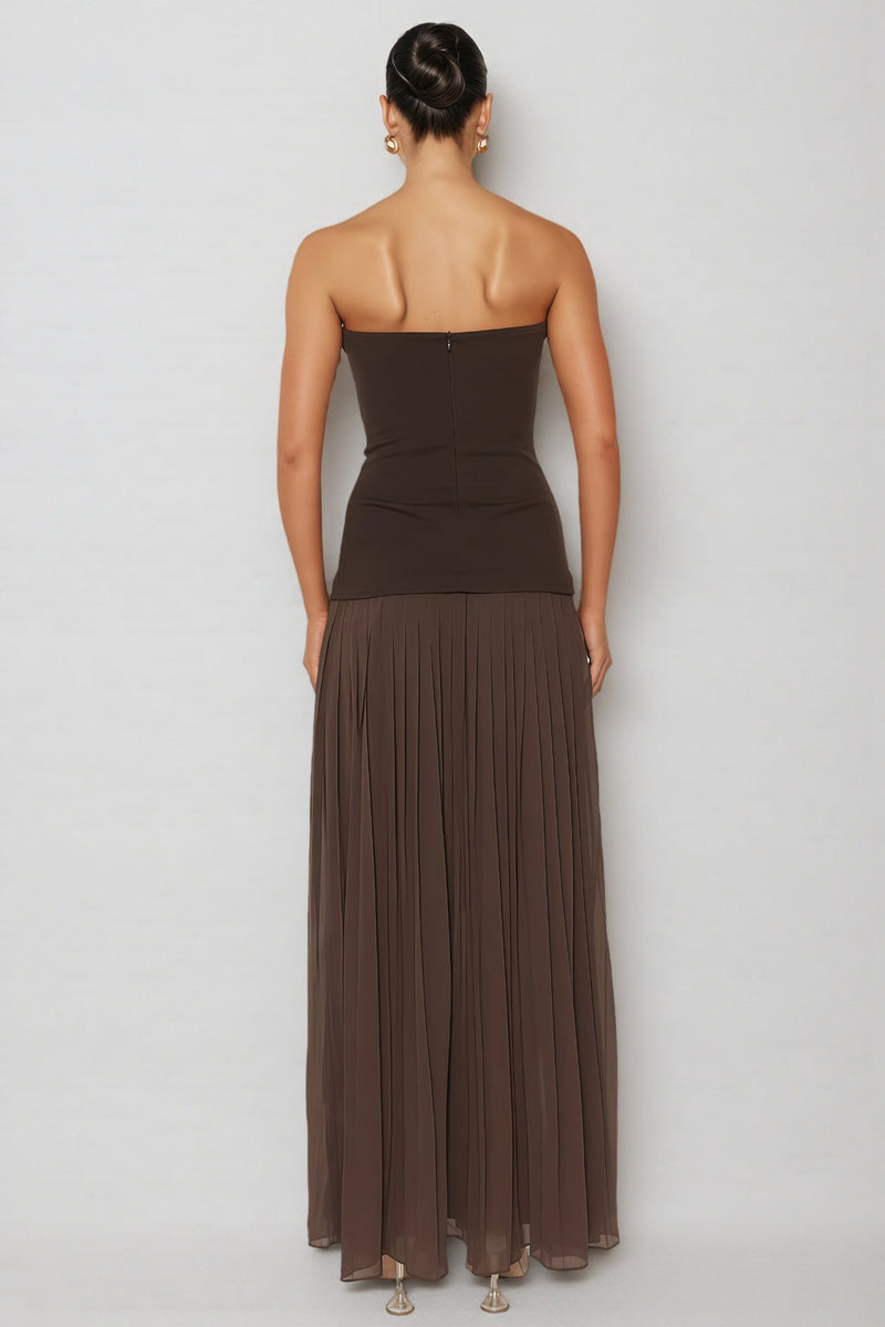 Eurien Off-shoulder Ruffled Pleated Maxi Dress
