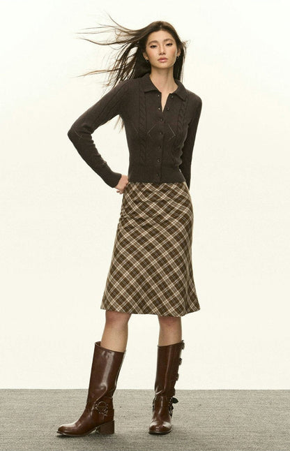 Diamond Knit Collared Cardigan