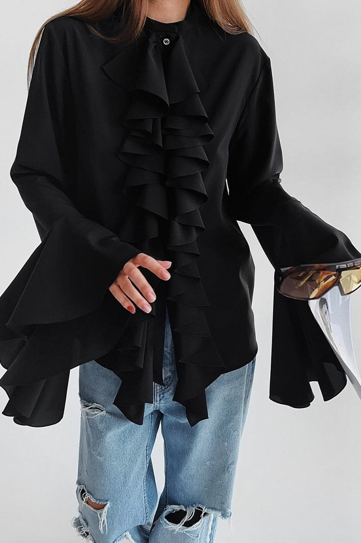 Ruffled Long-sleeve Blouse