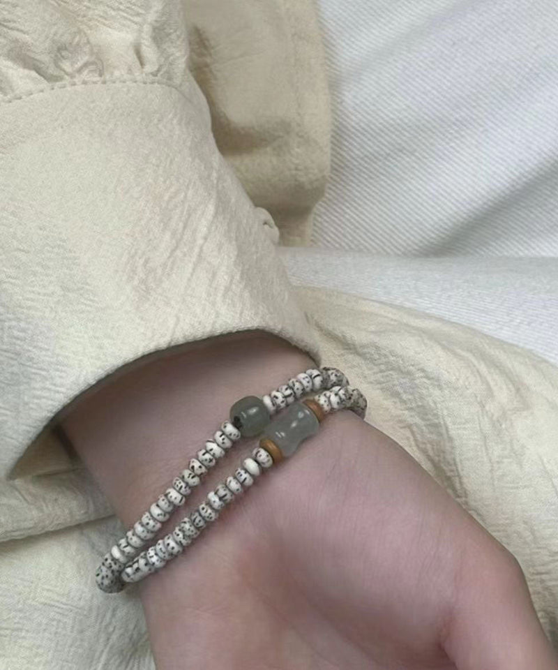White Jade Bodhi Seed Double Circle Bracelet
