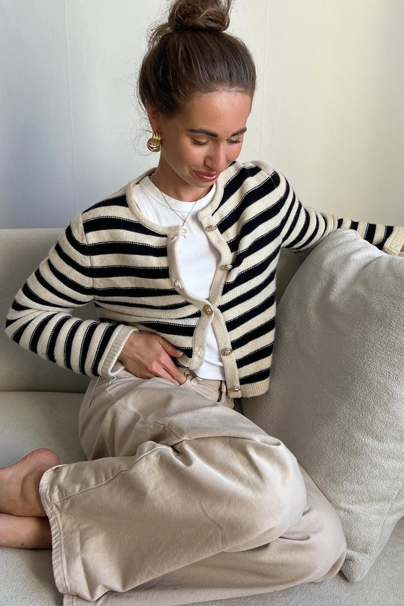 Lightweight Striped Knit Cardigan