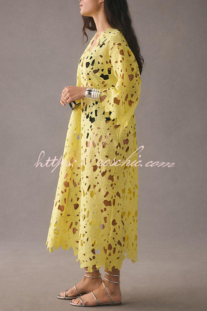 I Belong Here Eyelet Lace Cover Up Beach Midi Dress