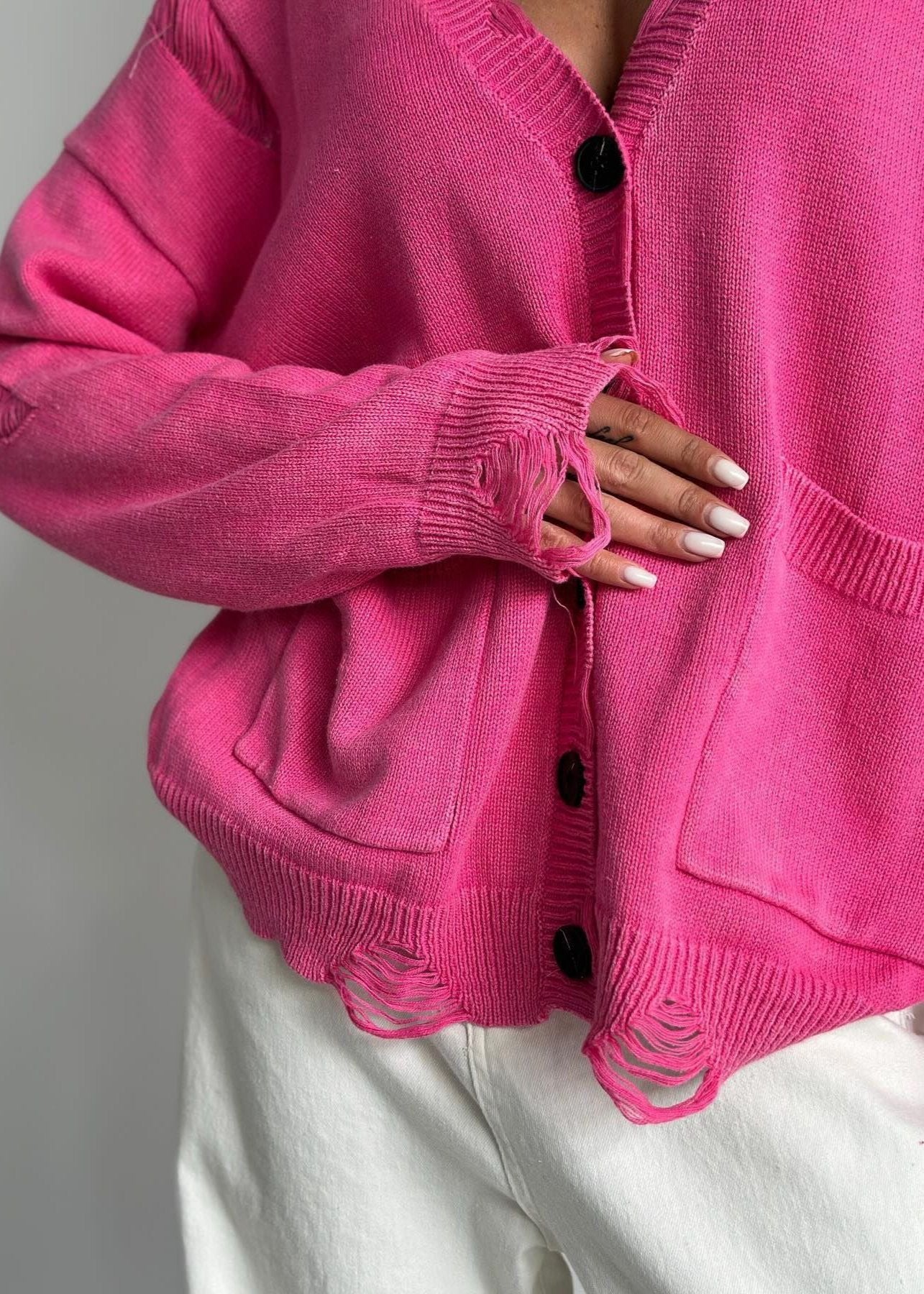 Distressed Washed Woolen Cardigan