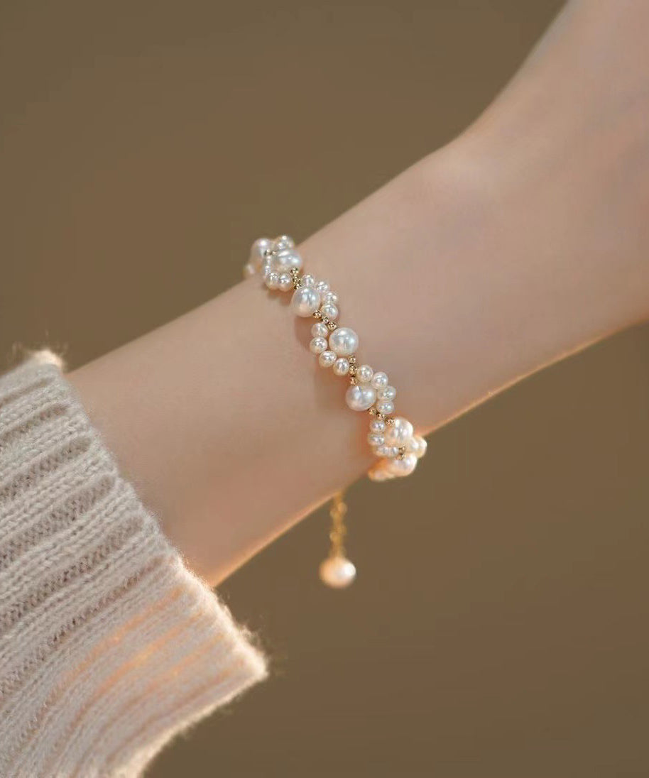 Gold Alloy Kitten Claws Pearl Tassel Charm Bracelet