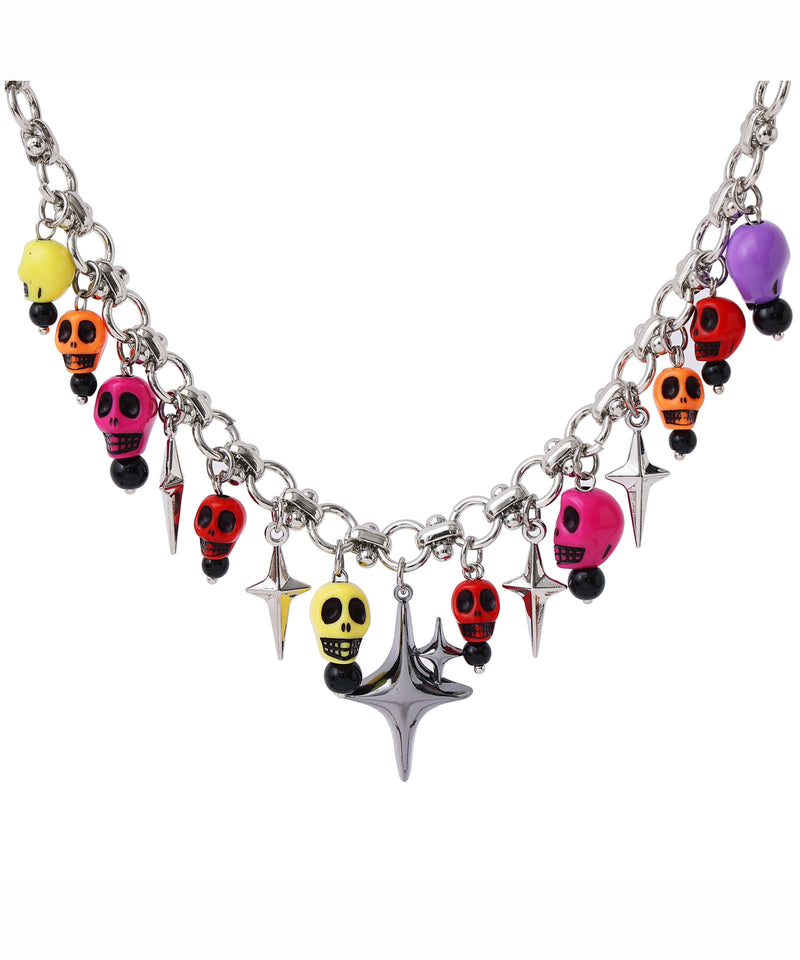 Rainbow Alloy Acrylic Colored Skeleton Lariat Necklace