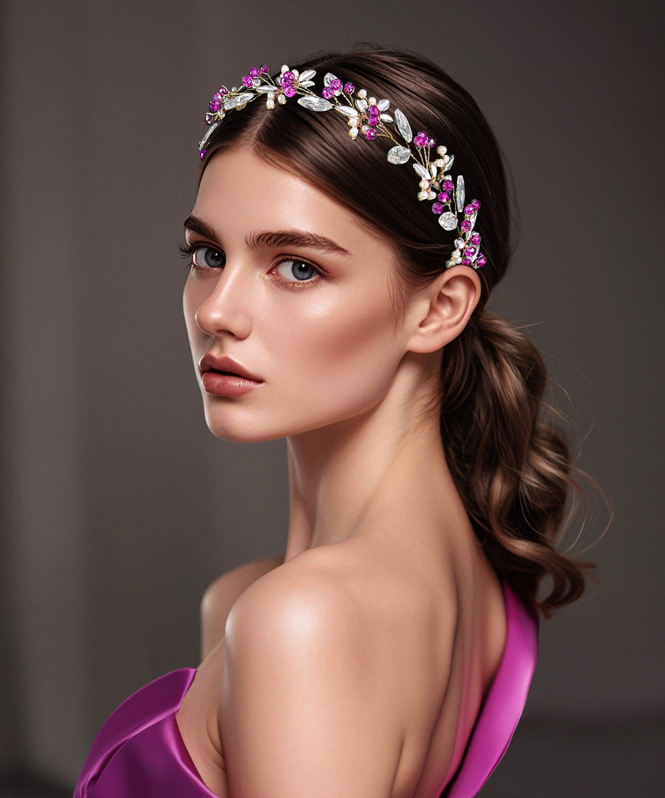 Original Design Rose Weave Zircon Flora Hairpiece