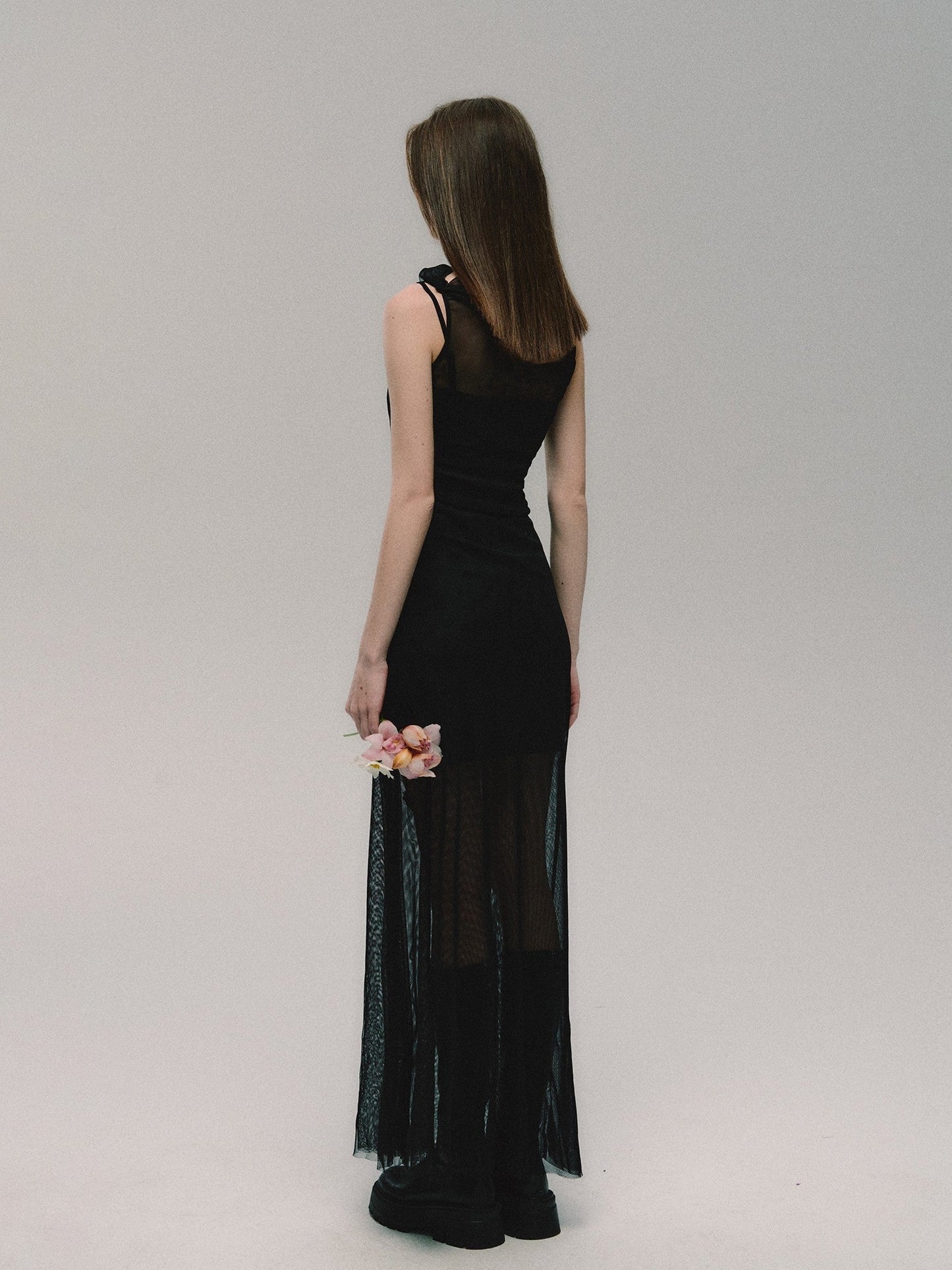 Mesh Panel Maxi Dress