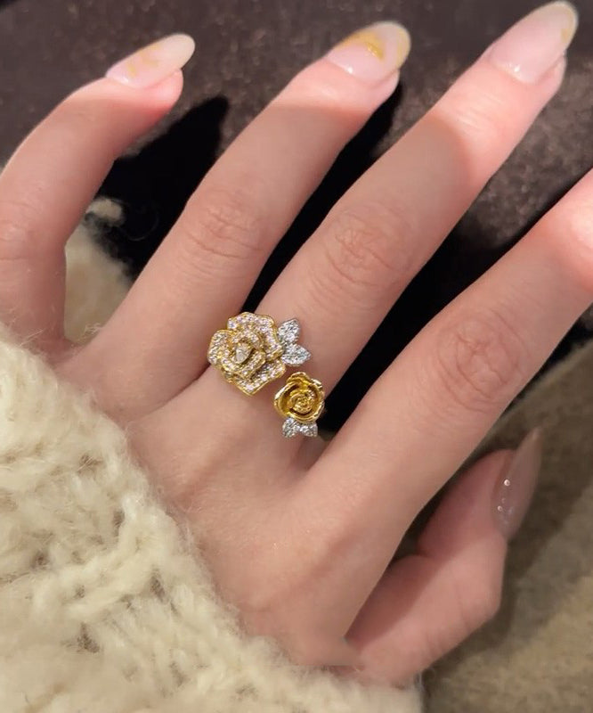 Antique Gold Zircon Snake Rings Two Piece Set