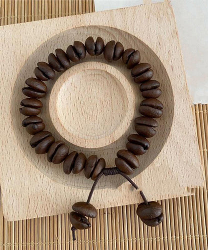 Coffee Leather Rope Beads Charm Bracelet