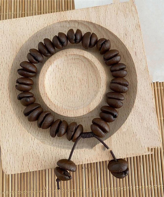 Coffee Leather Rope Beads Charm Bracelet