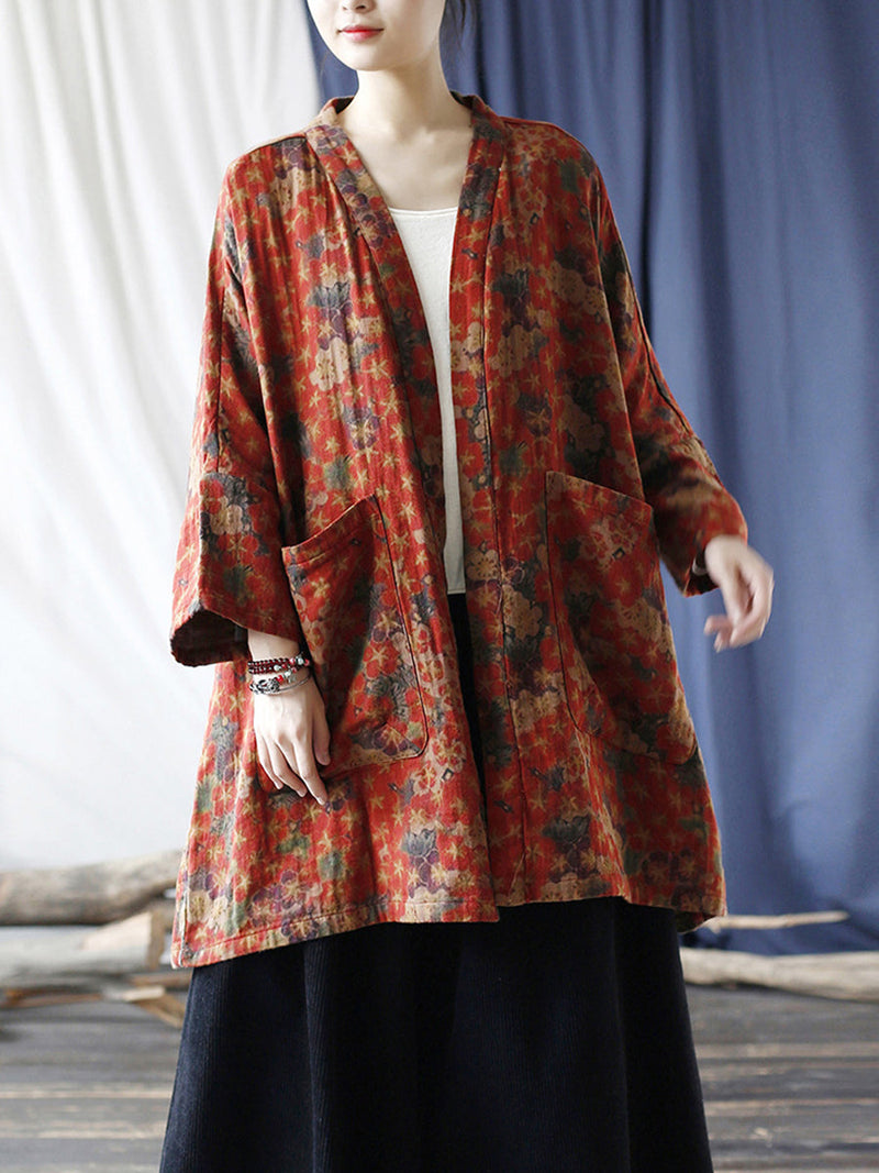 V-neck Pocket Cardigan Coat Rr019