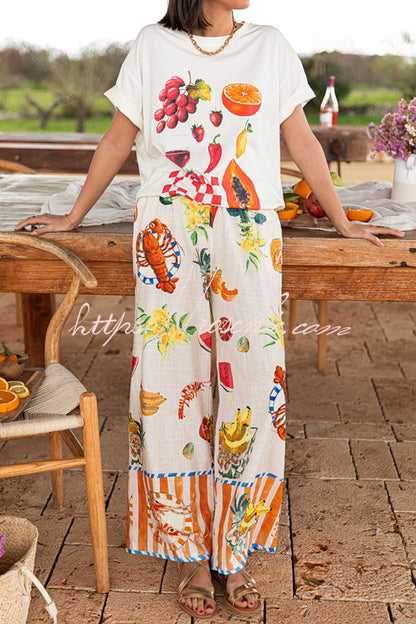 Unique Printed Round Neck Short Sleeve Loose T-shirt