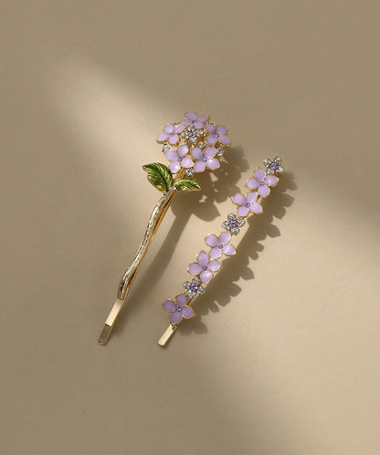 Stylish Purple Alloy Crystal Zircon Drip Glaze Hairpin