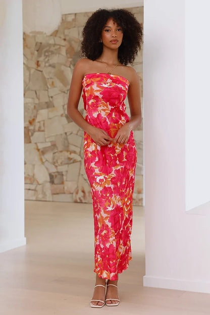 Miya Maxi Dress - Pink/red