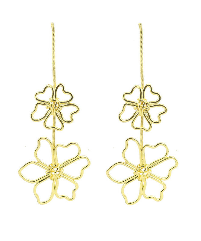 Oversize Gold Metal Alloy Hollow Out Drop Earrings