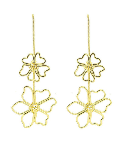 Oversize Gold Metal Alloy Hollow Out Drop Earrings