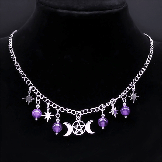 Amethyst Triple Goddess Necklace