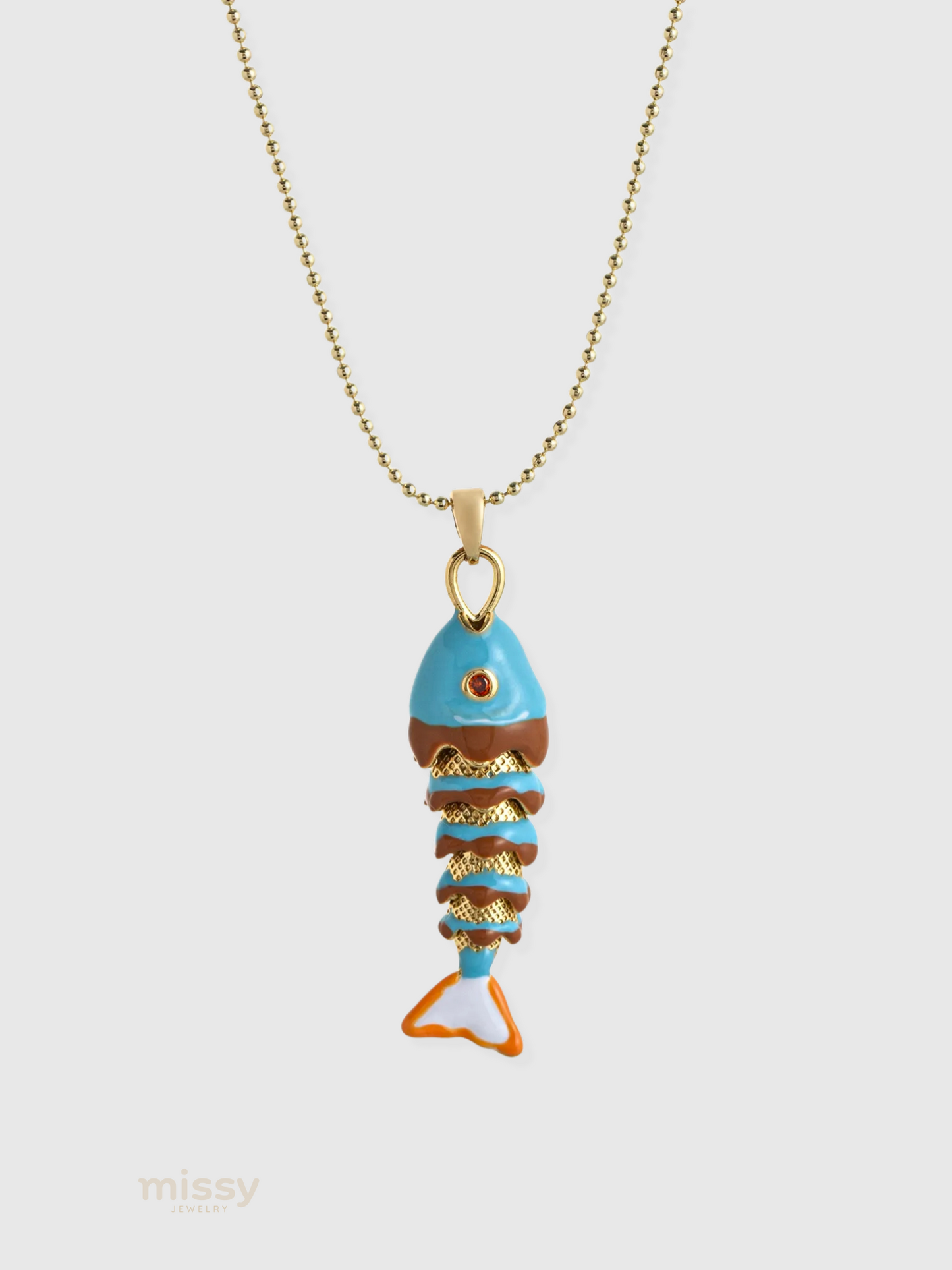 Daria Colorful Enamel Fish Pendant Necklace