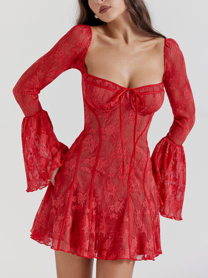 Lace Long Sleeves Mini Dress