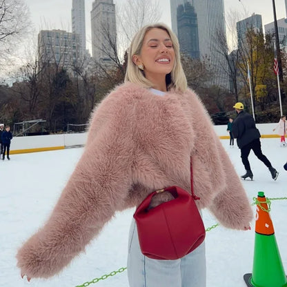 Winter Faux Fur Coat Spring New Long Sleeve Cardigan Female Street Warm Jacket Clothing