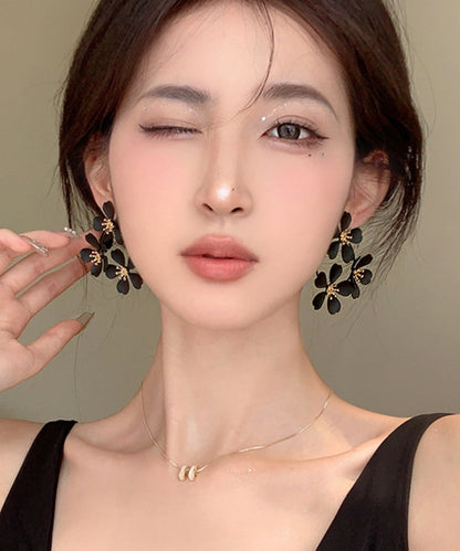 Oversize Black Sterling Silver Alloy Stud Earrings