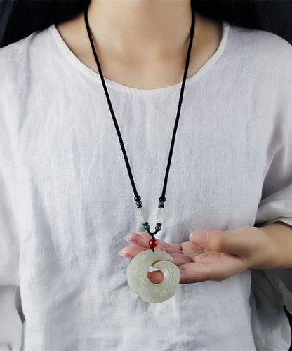 Classy Cyan Jade Crystal Pendant Necklace