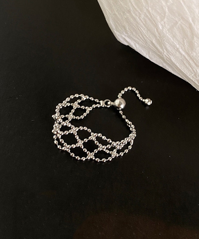 Silk Hollow Out Tassels Adjustable Silver Rings