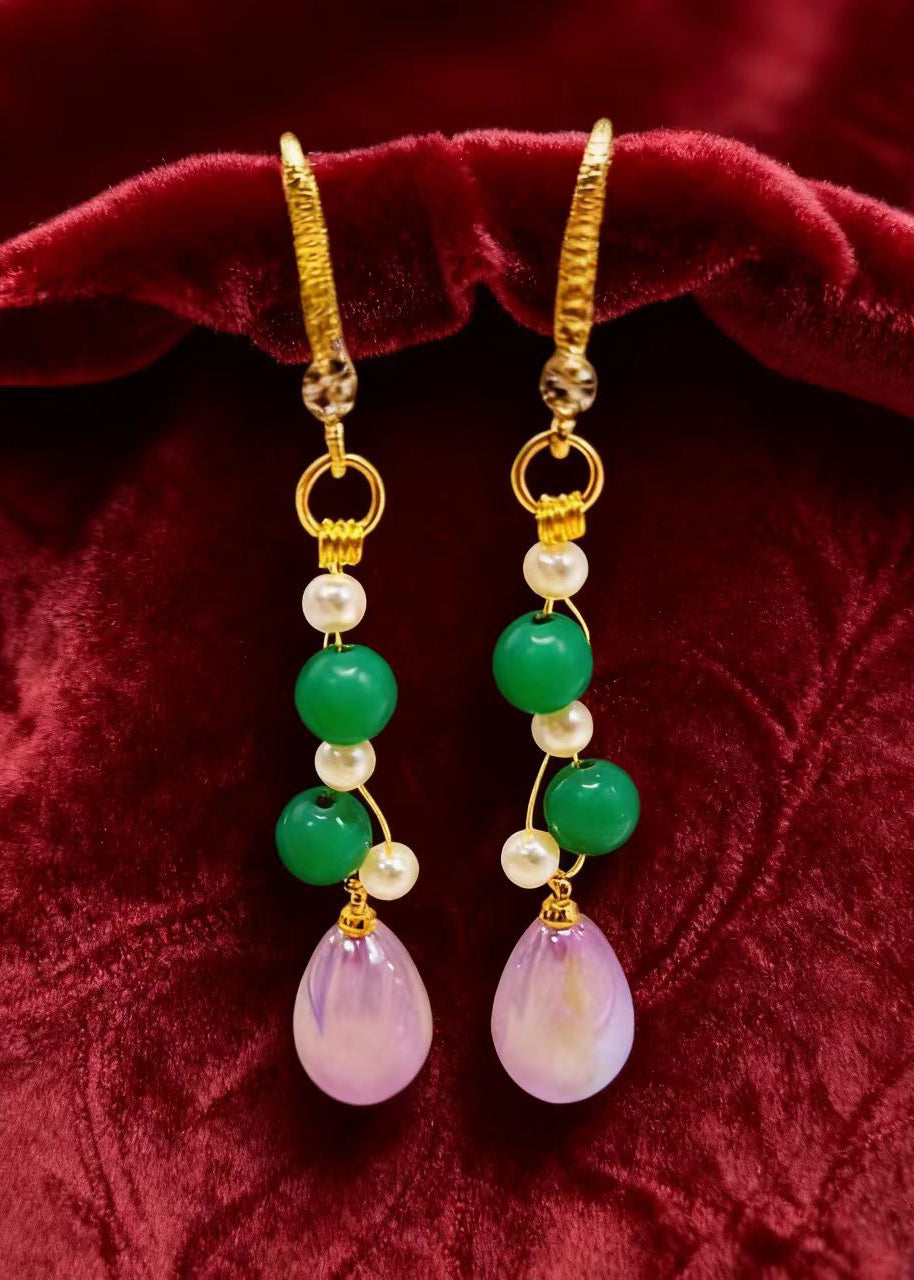 Pink Water Droplet Acrylic Drop Earrings