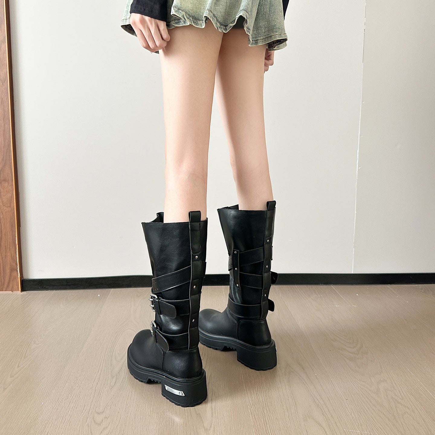 Buckle Knight Big Head Thick Bottom Boots