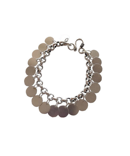Silk Sterling Silver Sequins Tassel Chain Bracelet