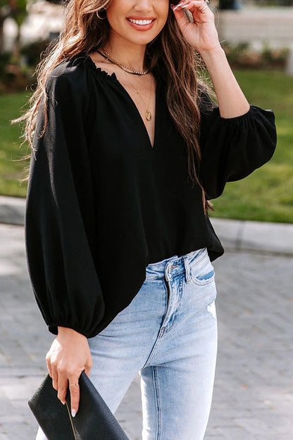 Work Life Balance V-neck Blouse