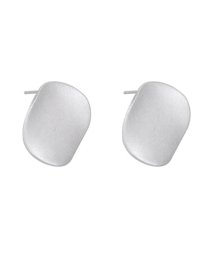 Simple Silk Sterling Silver Frosted Stud Earrings