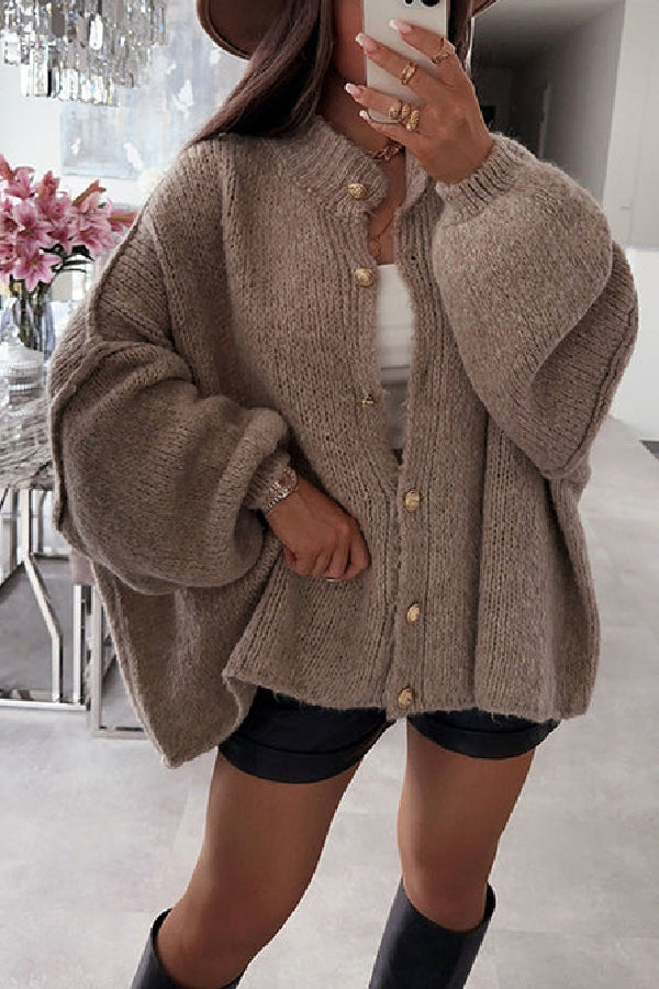 Color Retro Cardigan Bat Sleeve Sweater Cardigan