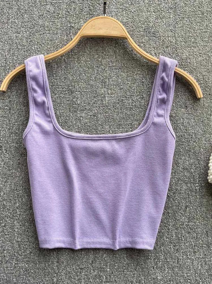 Tank Top Backless Y2k Top Slim Fit Bottoming Blouse Crop Top Sleeveless Camis Mujer