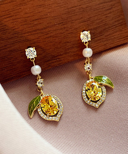 Zircon Silver Overgild Stud Earrings