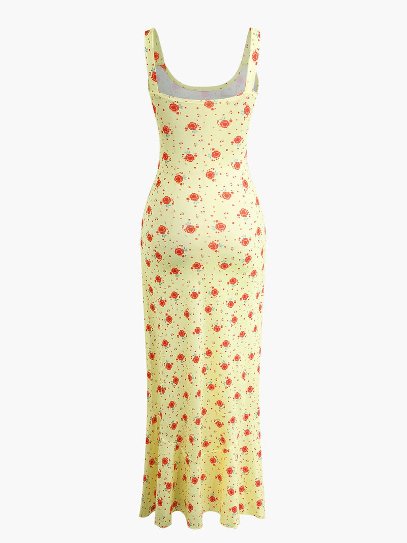 Print Mermaid Slip Maxi Dress
