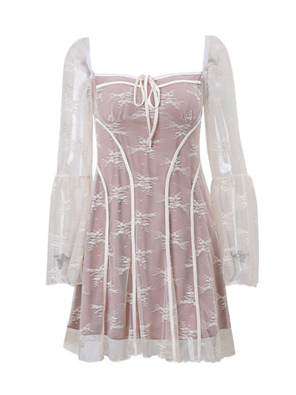 Lace Long Sleeves Mini Dress