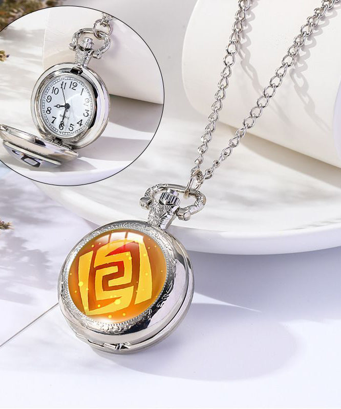 Unique Green Alloy Chain Gem Stone Pocket Watch