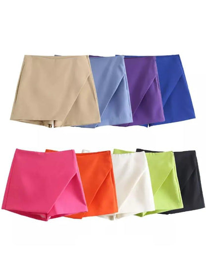 High Waist Plain Skorts Skirt