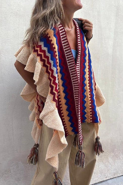 Ruffled Style Knitted Cardigan