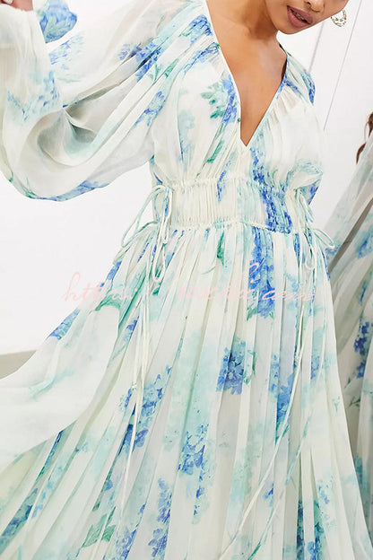 Headed to the Ocean Chiffon Drawstring Waist Maxi Dresses