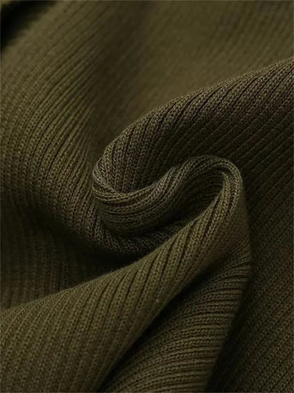 Knit Ribbed Pocket Mini Dress Female Short Sleeve Cardigan Patchwork Slim Party Dress ’s Knitwear Autumn Dress