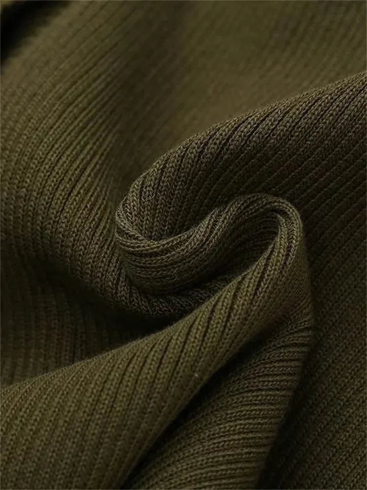 Knit Ribbed Pocket Mini Dress Female Short Sleeve Cardigan Patchwork Slim Party Dress ’s Knitwear Autumn Dress