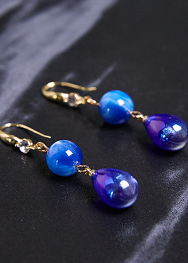 Style Peacock Blue Water Droplet Acrylic Drop Earrings